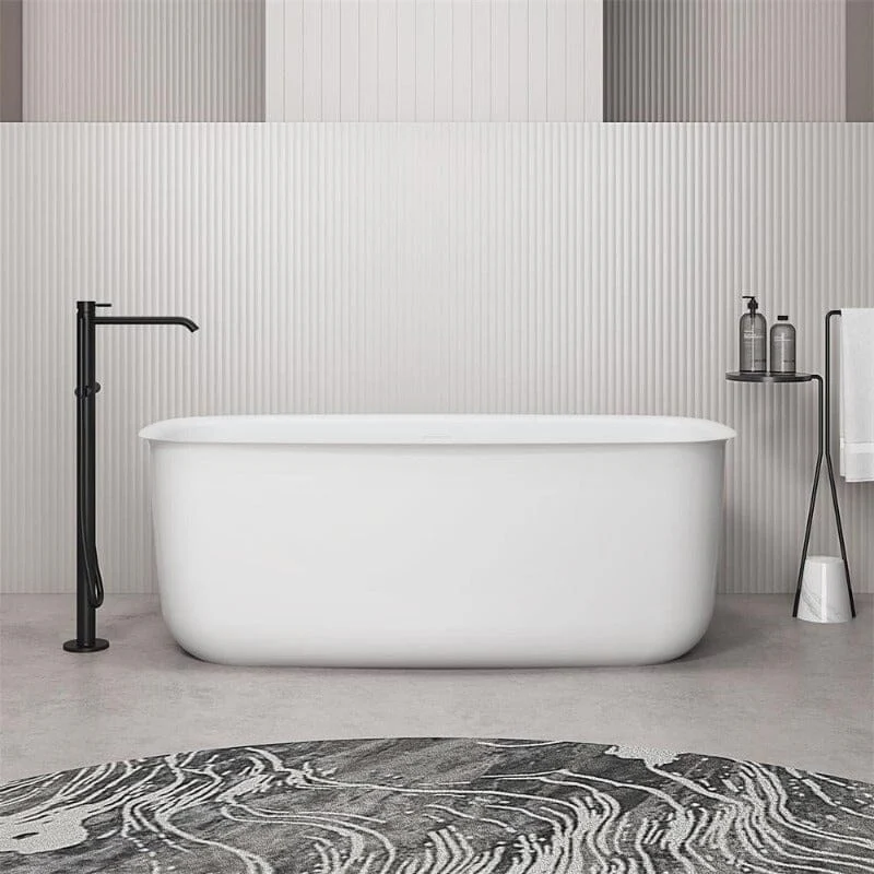 Mokleba 63'' Acrylic Flatbottom Bathtub with Roll Top Freestanding Soaking Tub - Image 10