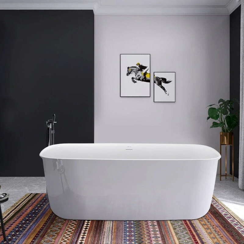 Mokleba 63'' Acrylic Flatbottom Bathtub with Roll Top Freestanding Soaking Tub - Image 11