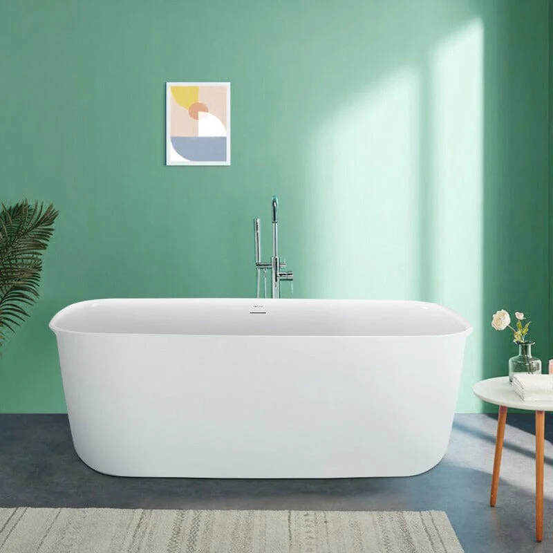 Mokleba 63'' Acrylic Flatbottom Bathtub with Roll Top Freestanding Soaking Tub - Image 12