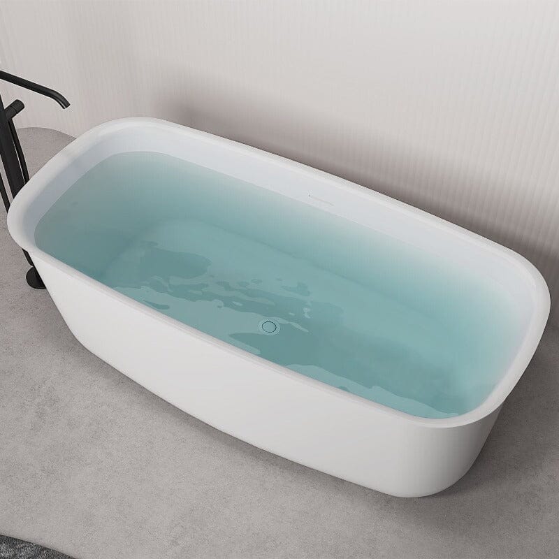 Mokleba 63'' Acrylic Flatbottom Bathtub with Roll Top Freestanding Soaking Tub - Image 13