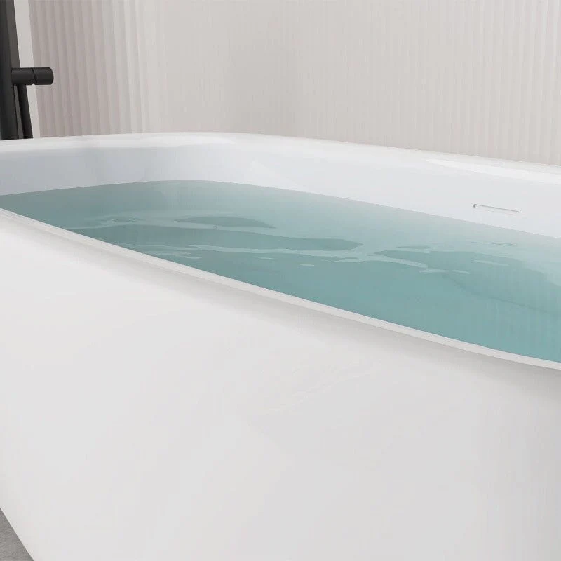 Mokleba 63'' Acrylic Flatbottom Bathtub with Roll Top Freestanding Soaking Tub - Image 14