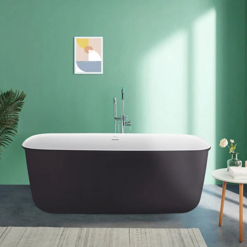 Mokleba 63'' Acrylic Flatbottom Bathtub with Roll Top Freestanding Soaking Tub - Image 18