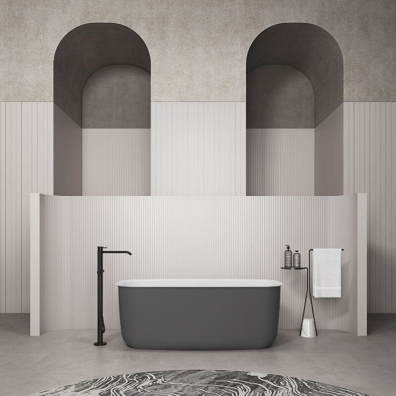 Mokleba 63'' Acrylic Flatbottom Bathtub with Roll Top Freestanding Soaking Tub - Image 19