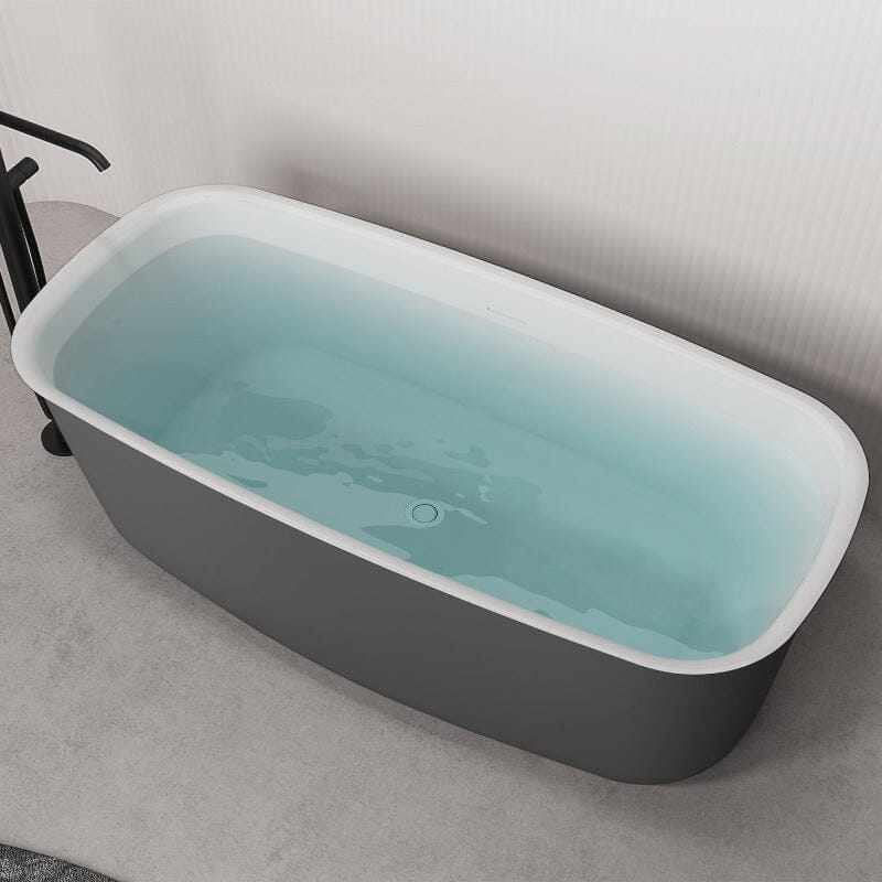 Mokleba 63'' Acrylic Flatbottom Bathtub with Roll Top Freestanding Soaking Tub - Image 20