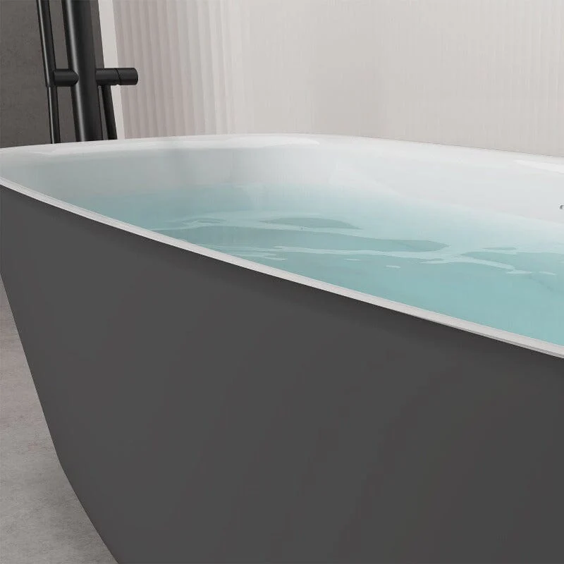 Mokleba 63'' Acrylic Flatbottom Bathtub with Roll Top Freestanding Soaking Tub - Image 21