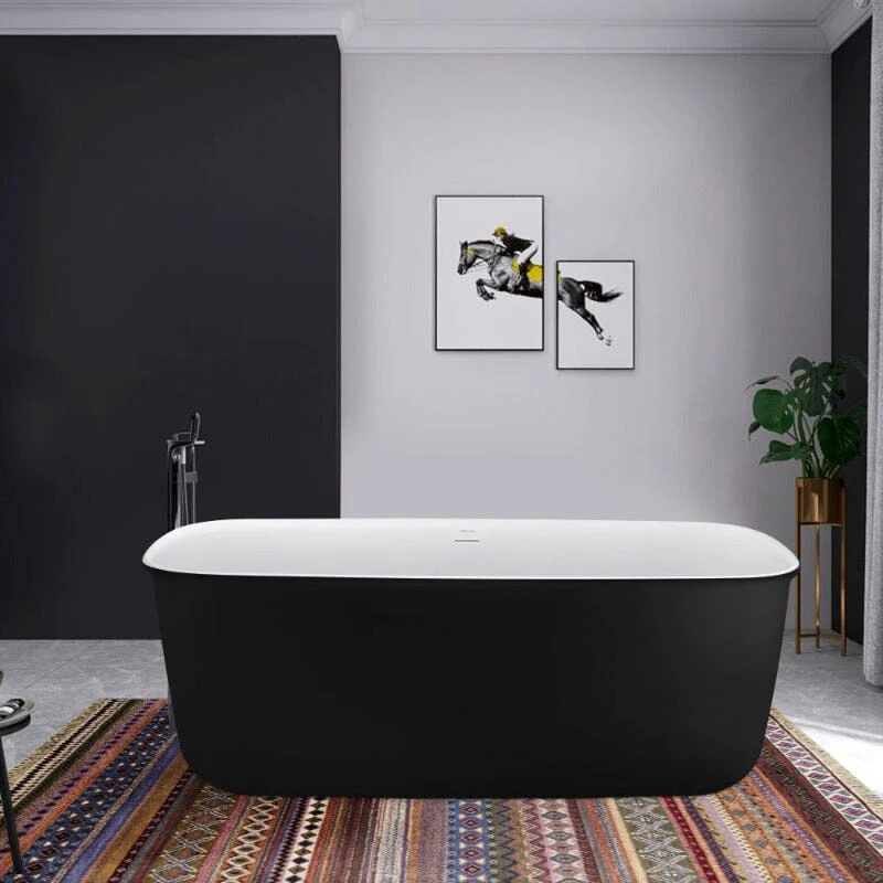 Mokleba 63'' Acrylic Flatbottom Bathtub with Roll Top Freestanding Soaking Tub - Image 3
