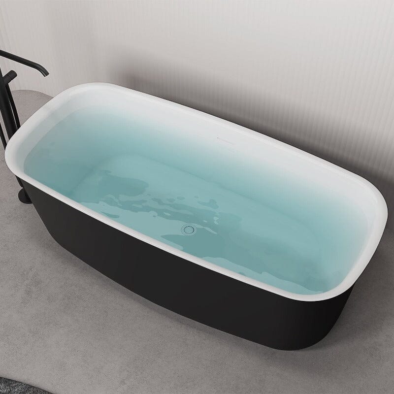 Mokleba 63'' Acrylic Flatbottom Bathtub with Roll Top Freestanding Soaking Tub - Image 6