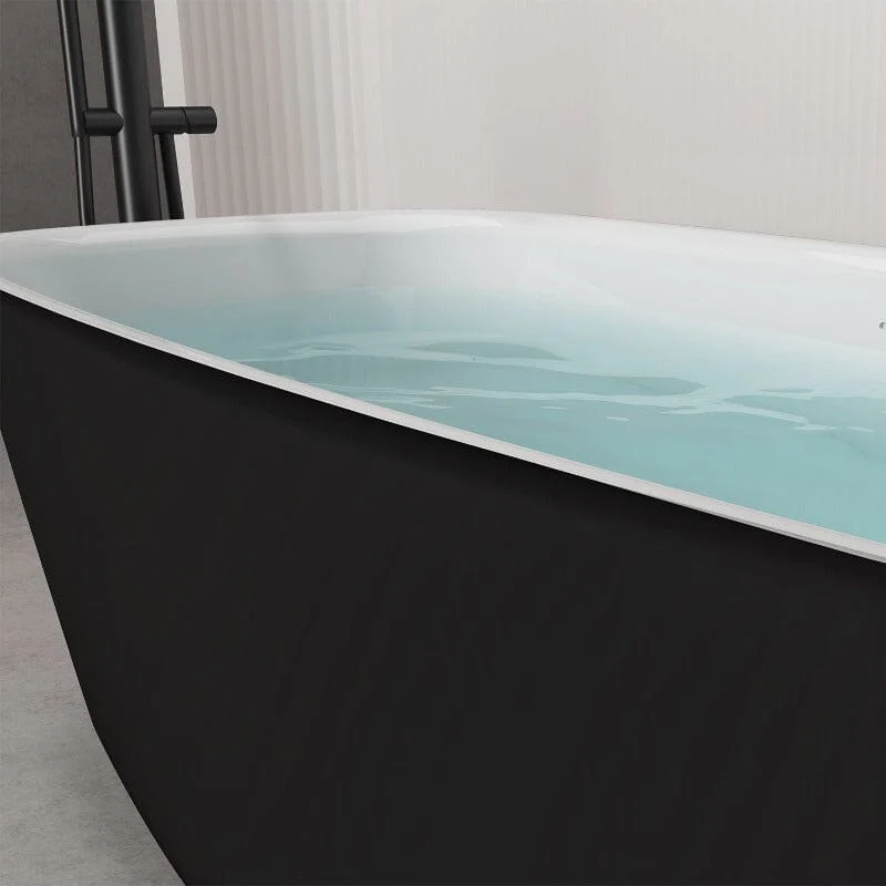 Mokleba 63'' Acrylic Flatbottom Bathtub with Roll Top Freestanding Soaking Tub - Image 8