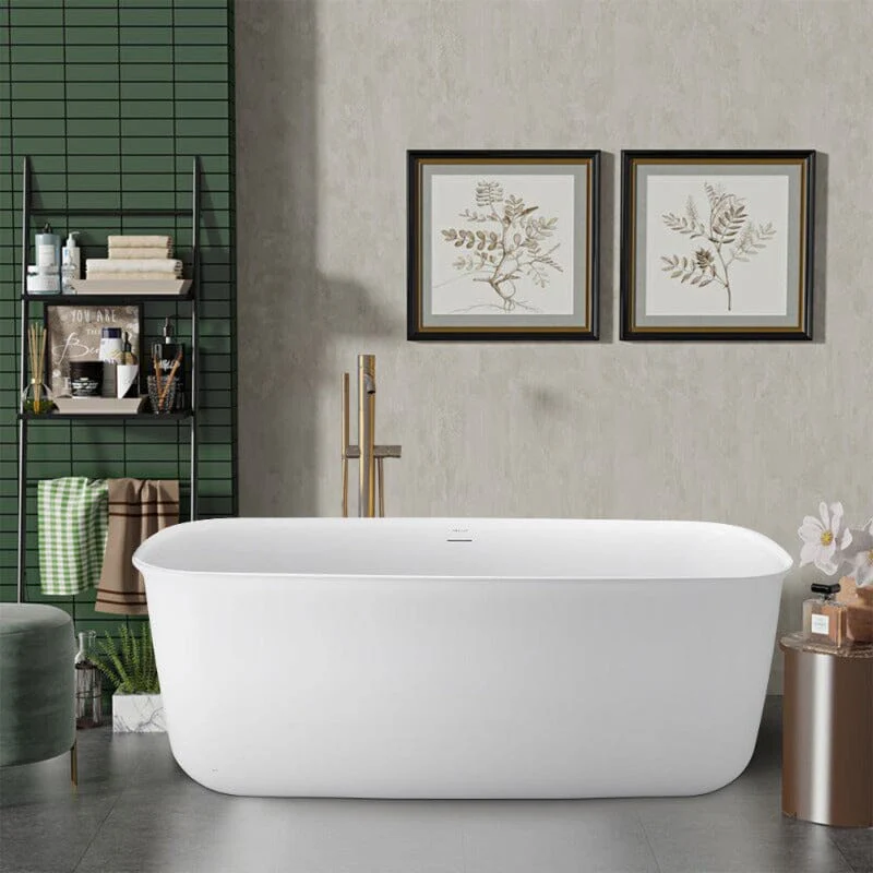 Mokleba 63'' Acrylic Flatbottom Bathtub with Roll Top Freestanding Soaking Tub - Image 9