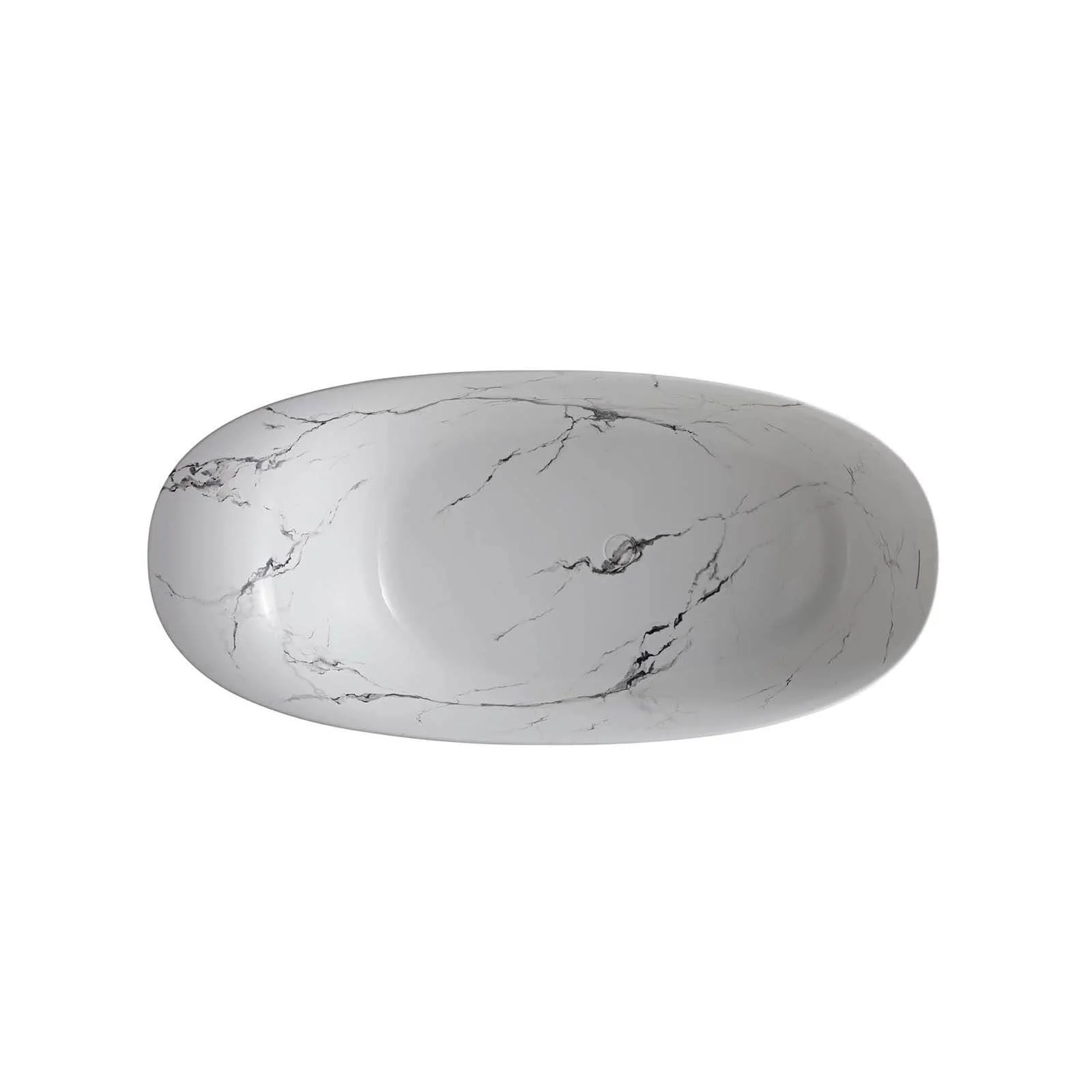 63" Marble Vein Solid Surface Tub with Ergonomic Backrest - Image 6