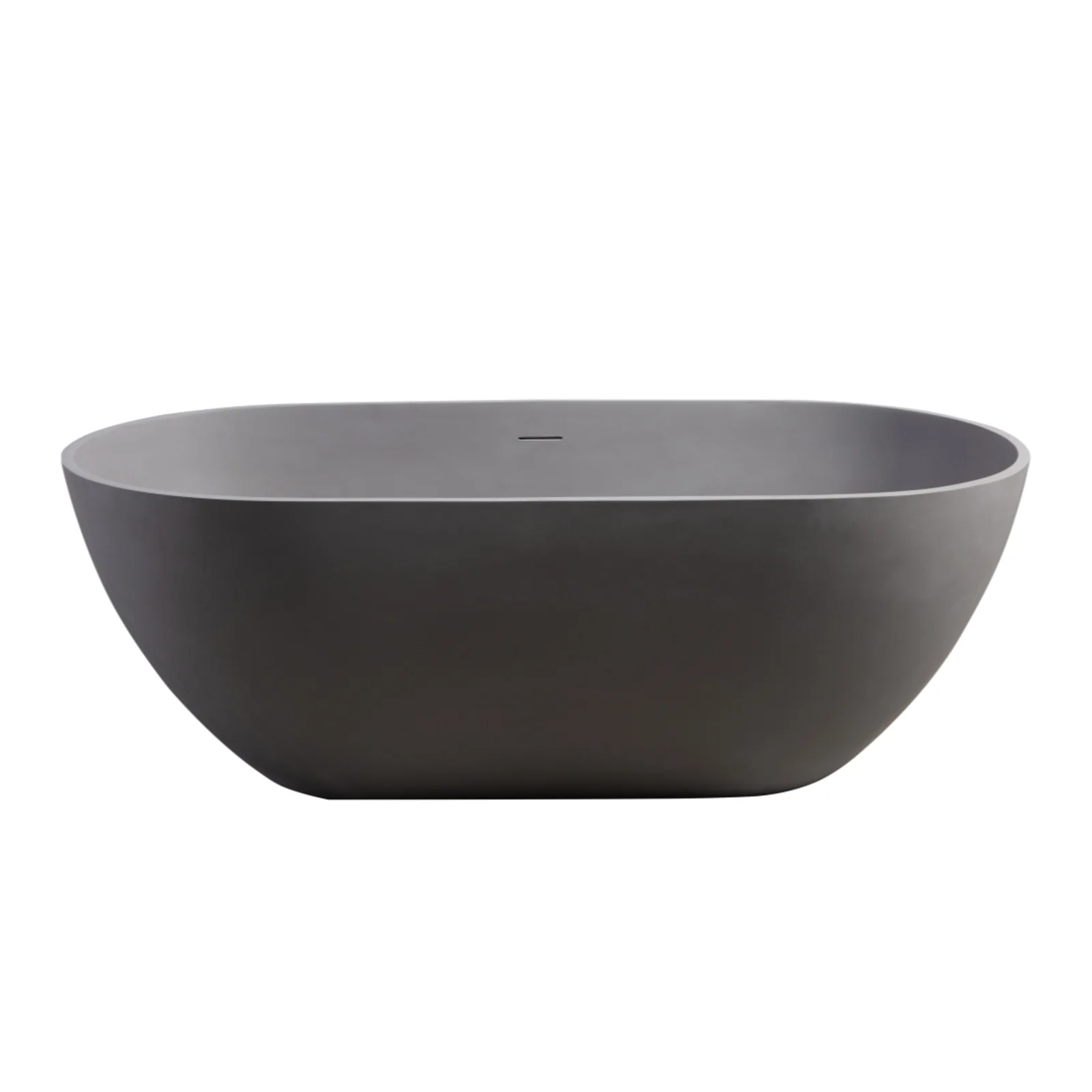 63" Smooth Design Matte Gray Engineered Stone Bathtub - Image 10