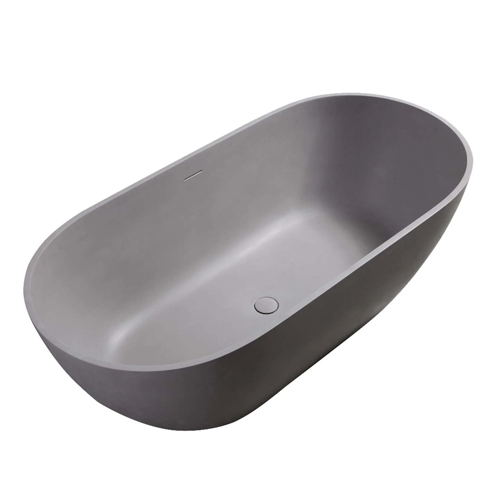 63" Smooth Design Matte Gray Engineered Stone Bathtub - Image 8