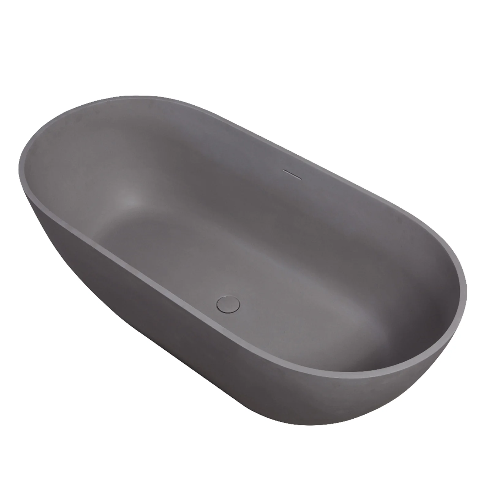 63" Smooth Design Matte Gray Engineered Stone Bathtub - Image 9