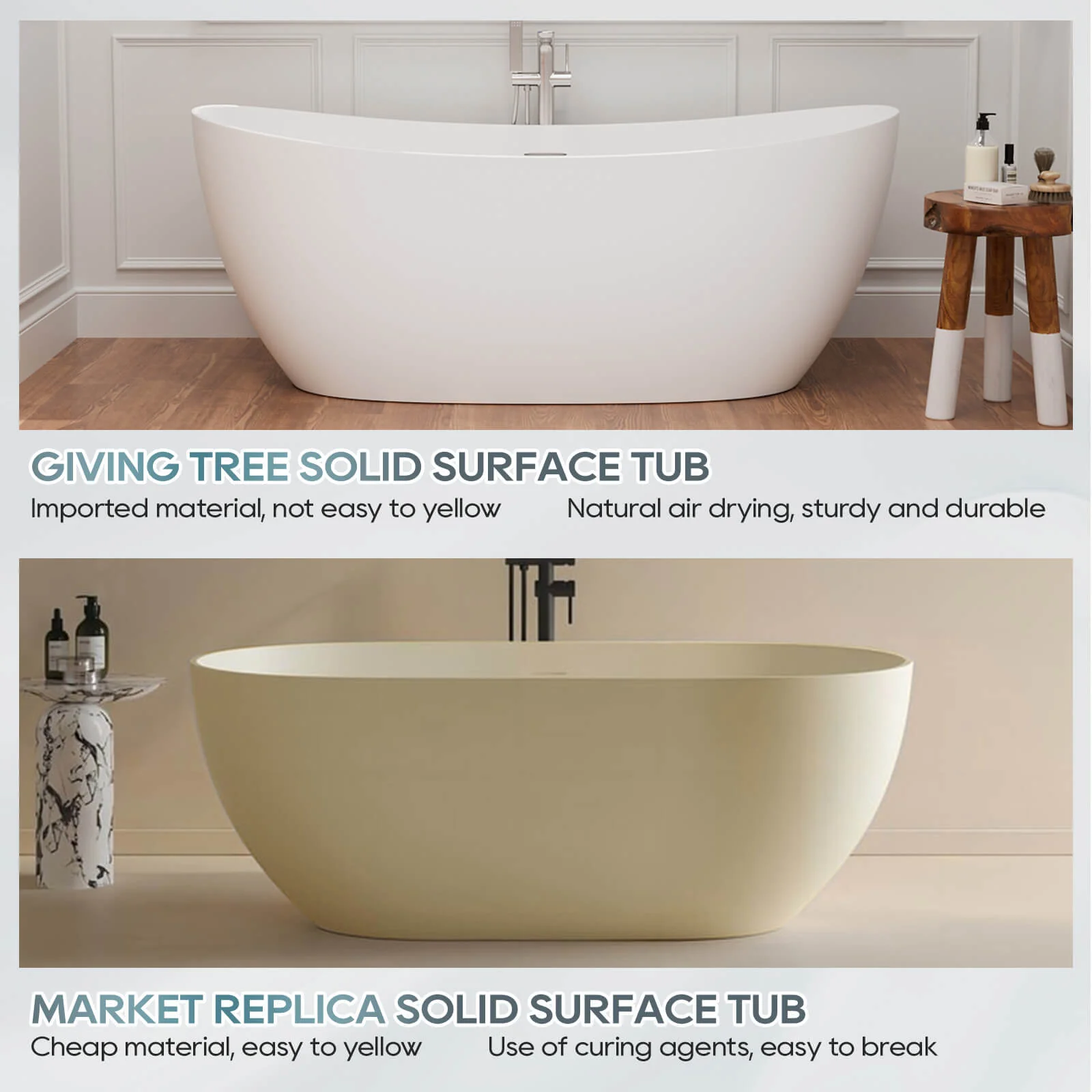 63" Stone Resin Double Slipper Tub Center Drain Freestanding Soaking Bathtub - Image 13