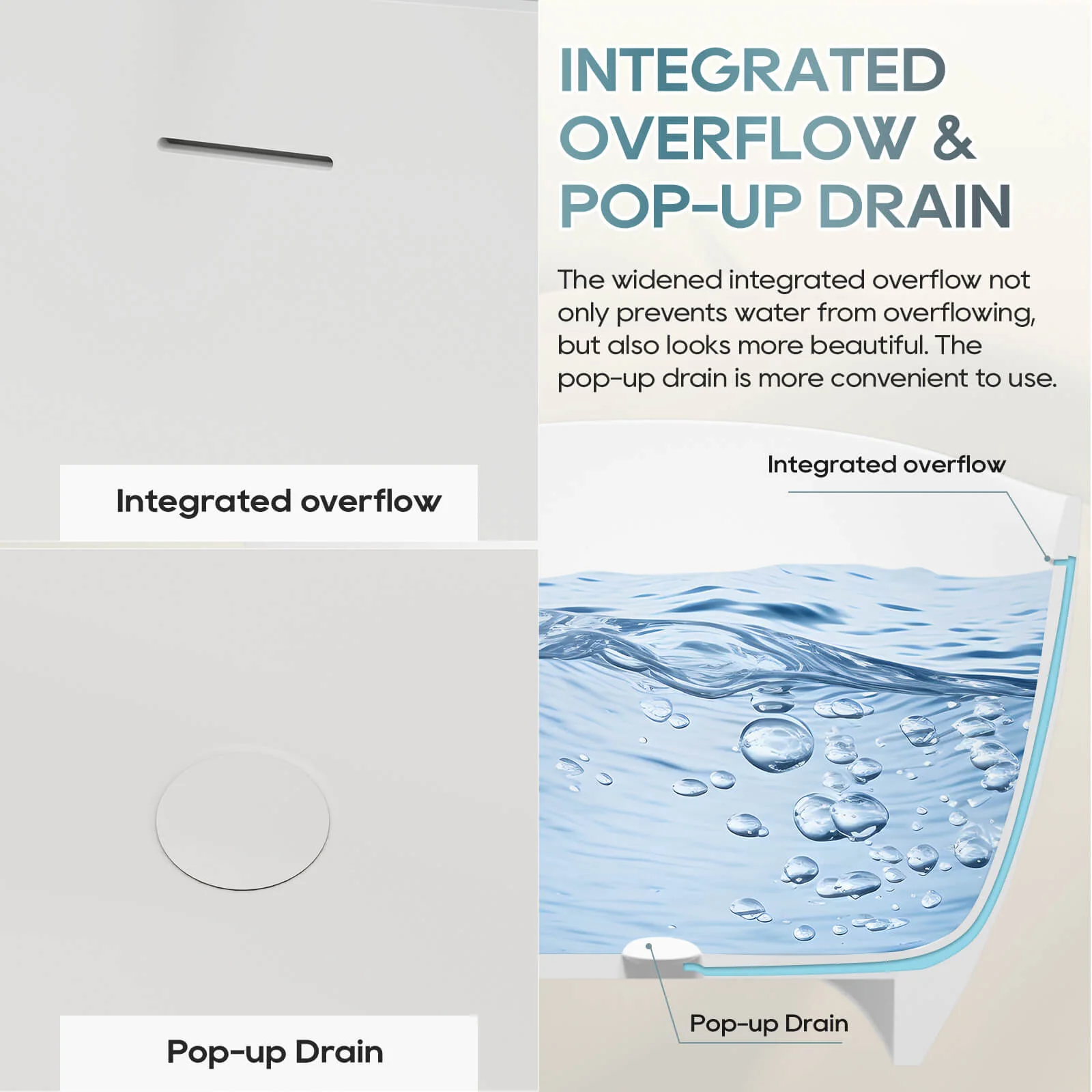 63" Stone Resin Double Slipper Tub Center Drain Freestanding Soaking Bathtub - Image 7