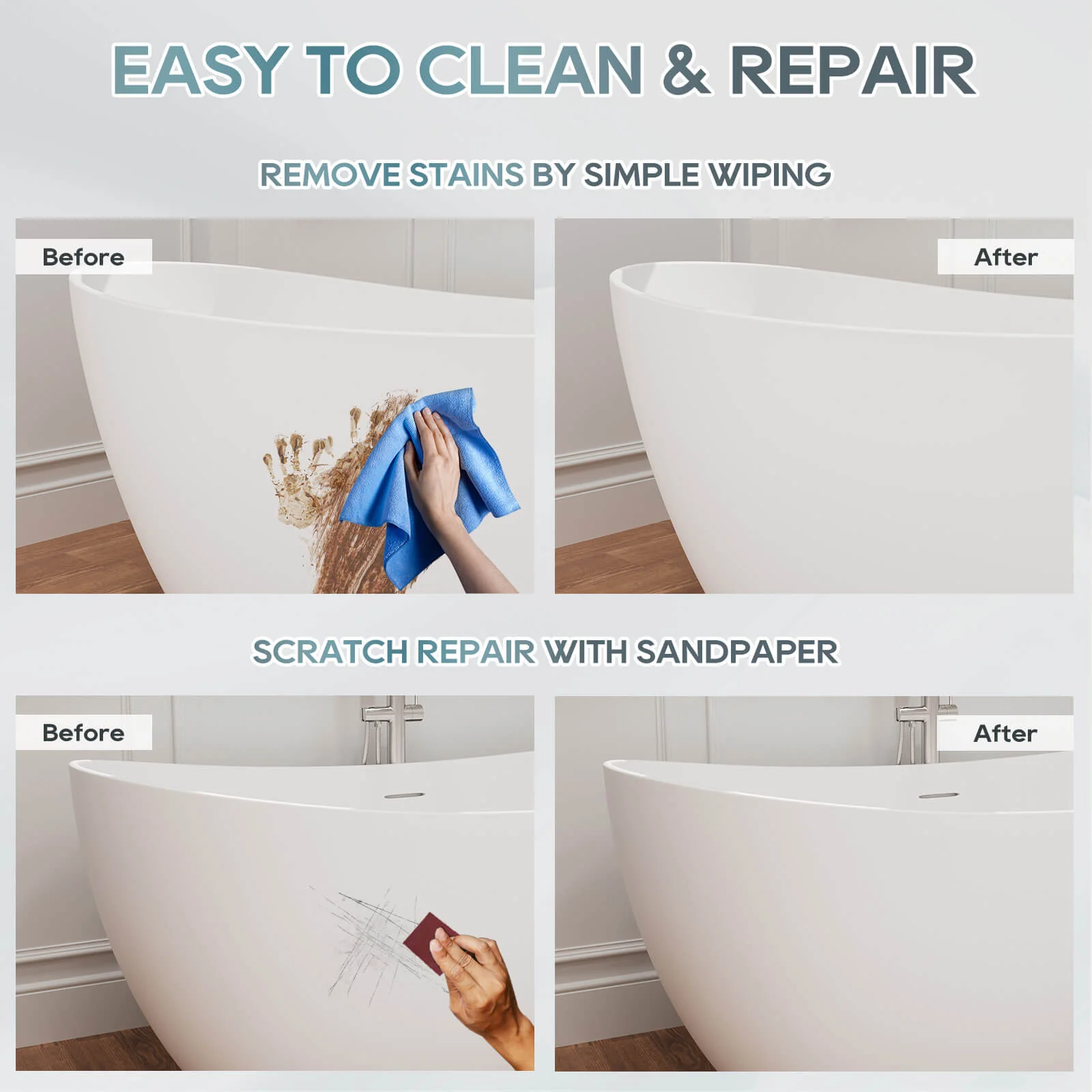 63" Stone Resin Double Slipper Tub Center Drain Freestanding Soaking Bathtub - Image 9