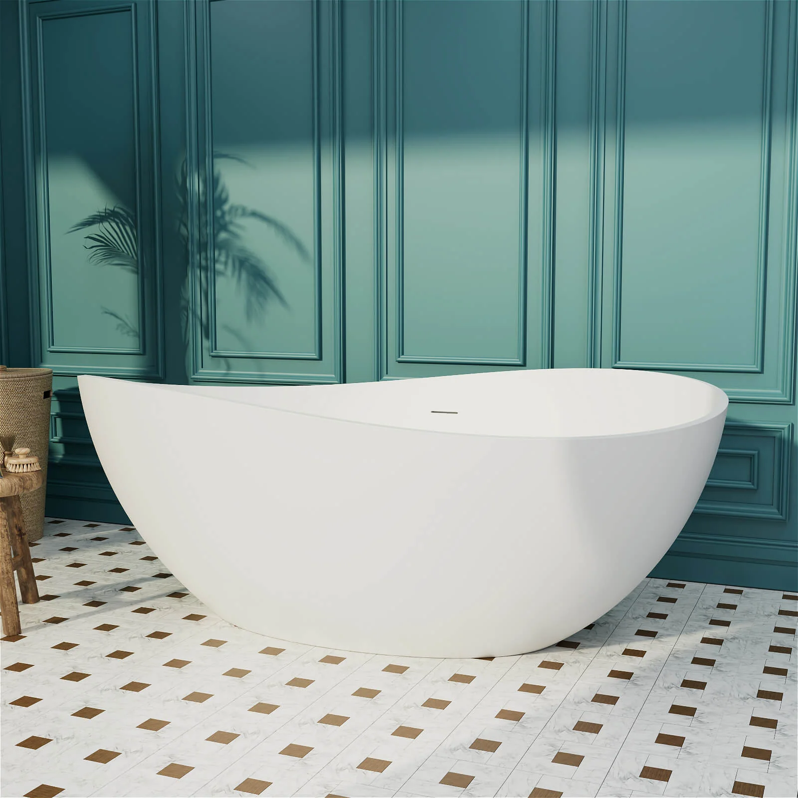 63'' Wave Shaped Freestanding Stone Resin Soaking Bathtub - Image 24