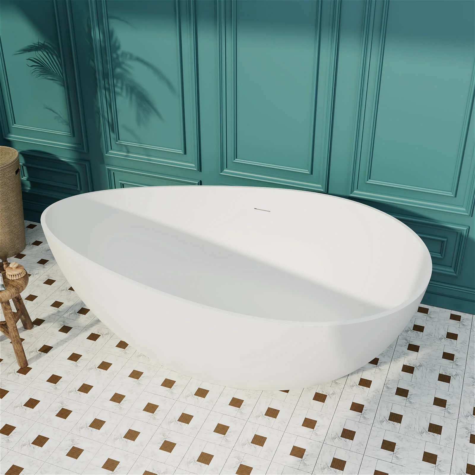 63'' Wave Shaped Freestanding Stone Resin Soaking Bathtub - Image 25