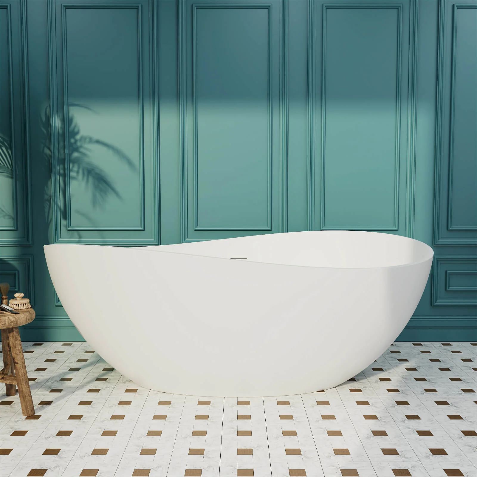 63'' Wave Shaped Freestanding Stone Resin Soaking Bathtub - Image 28