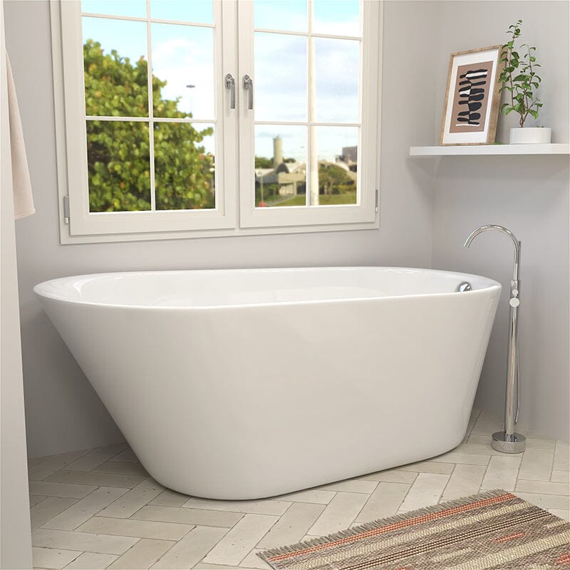 Mokleba 65" Acrylic Slipper Flatbottom Freestanding Soaking Bathtub in Glossy White - Image 3