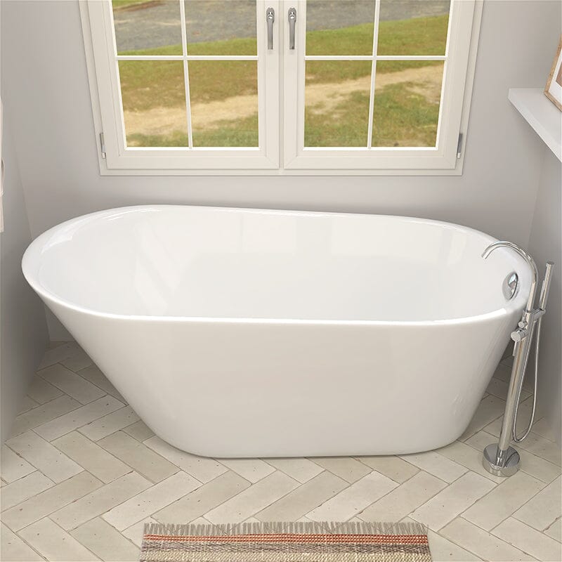 Mokleba 65" Acrylic Slipper Flatbottom Freestanding Soaking Bathtub in Glossy White - Image 4