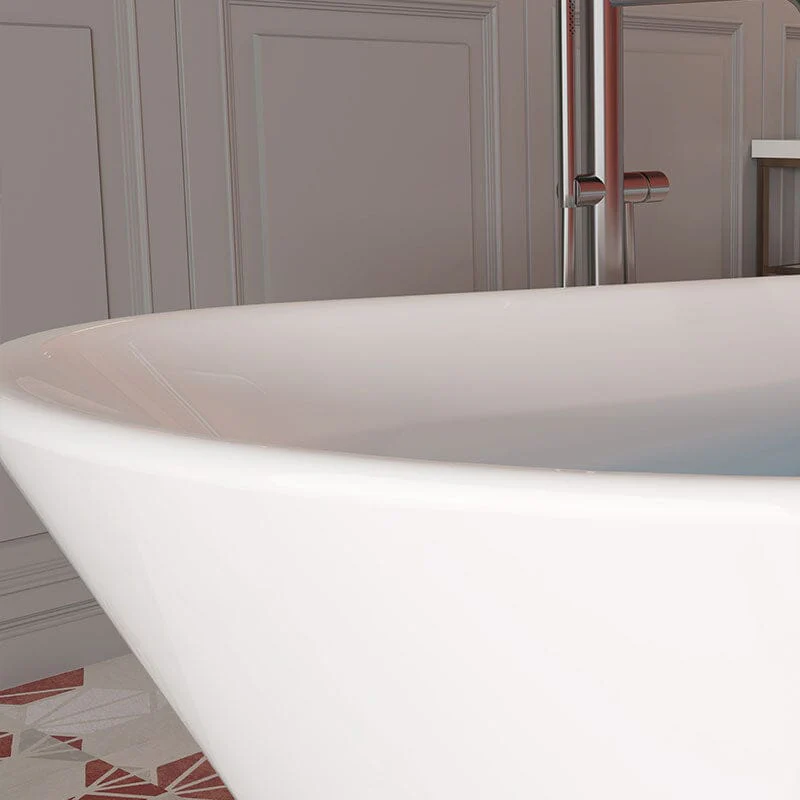 Mokleba 65" Acrylic Slipper Flatbottom Freestanding Soaking Bathtub in Glossy White - Image 9