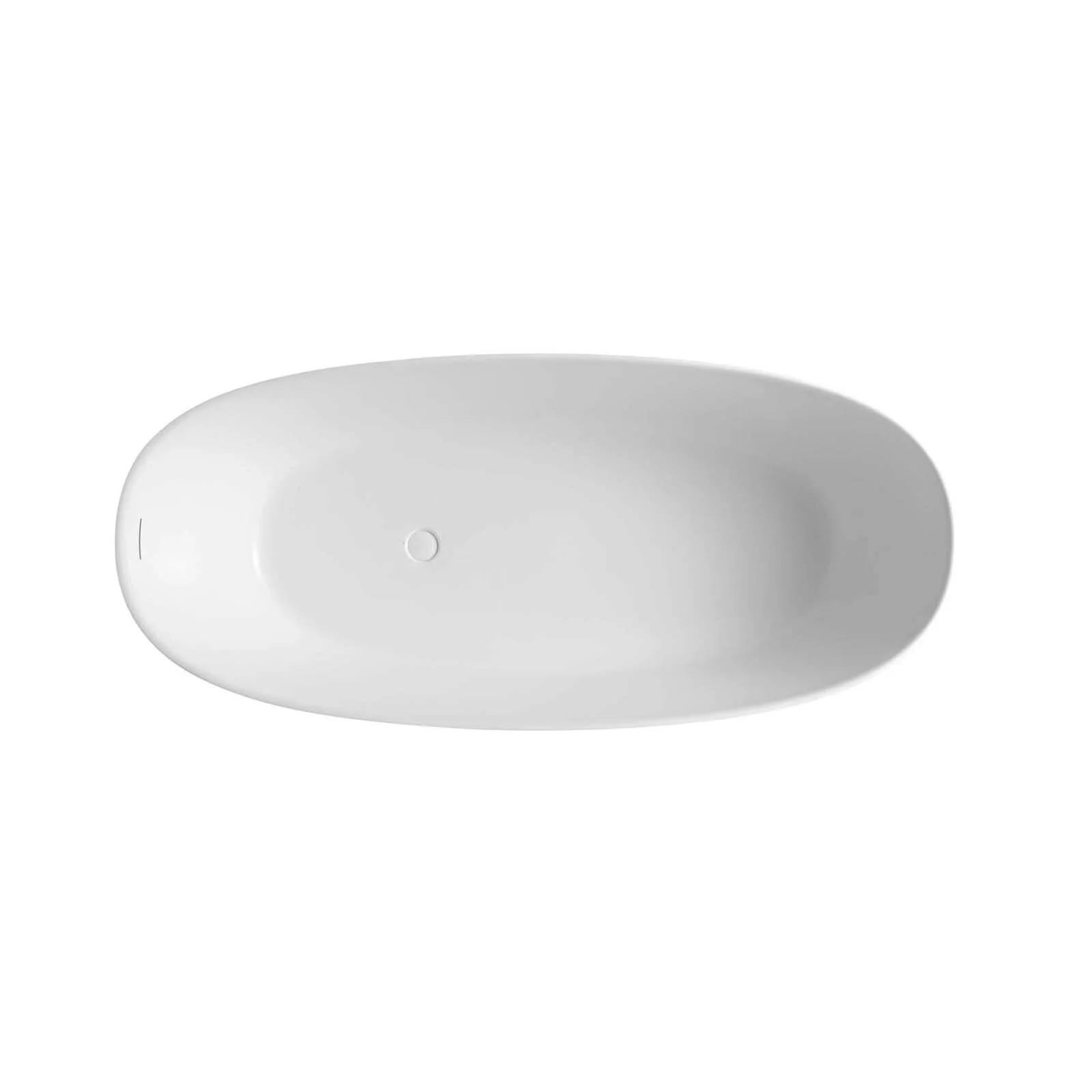 65" Black Solid Surface Freestanding Bathtub with Marble Vein Design - Image 6