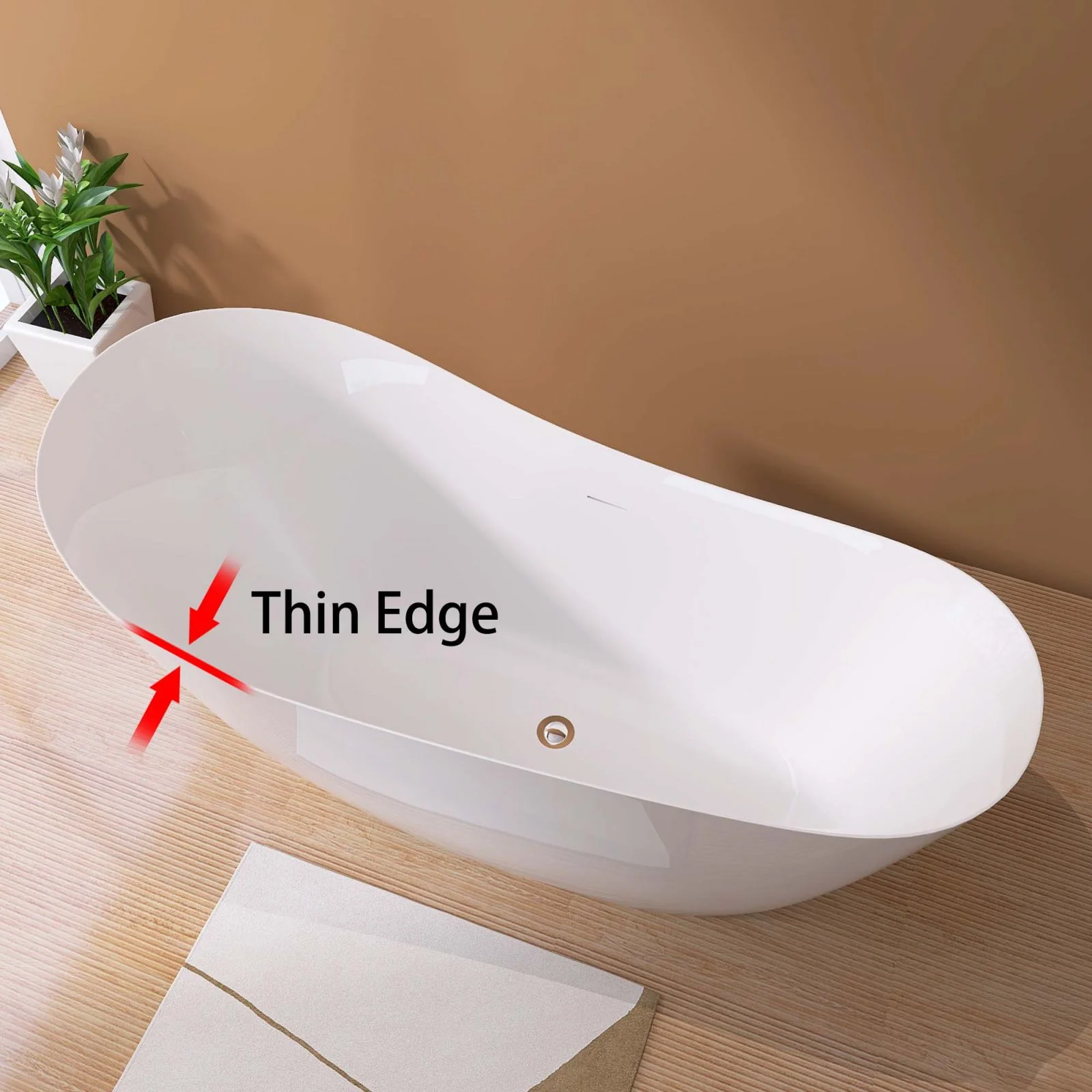 65" Acrylic Reclining Slipper Tub - Image 7