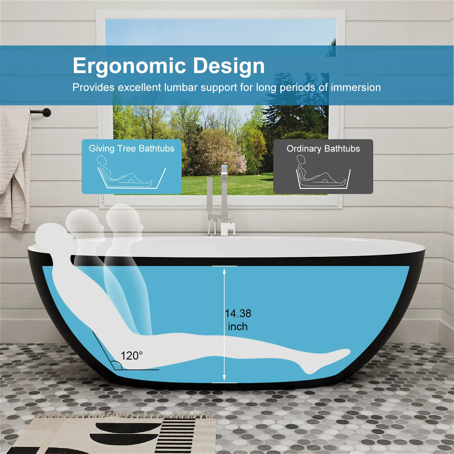 65'' Solid Surface Stone Resin Modern Oval Shaped Freestanding Soaking Bathtub with Overflow - Image 46