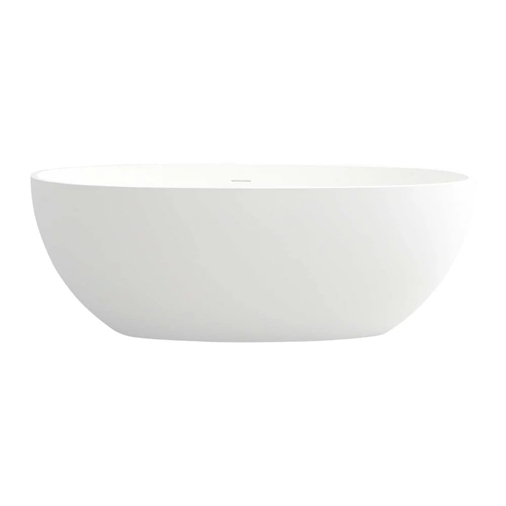 65'' Solid Surface Stone Resin Oval-shaped Freestanding Soaking Bathtub with Overflow - Image 22