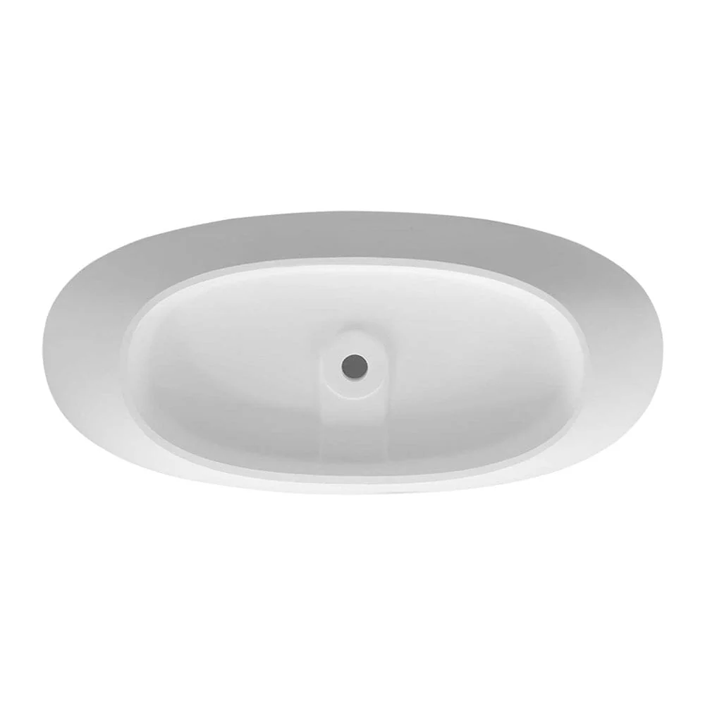 65'' Solid Surface Stone Resin Oval-shaped Freestanding Soaking Bathtub with Overflow - Image 24