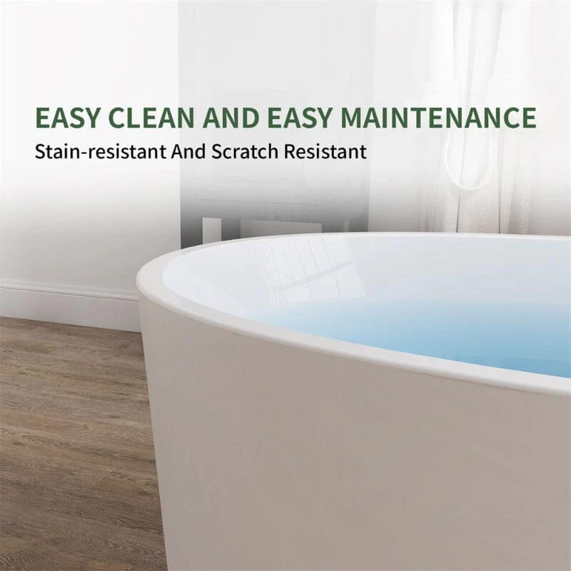 Mokleba 67" Acrylic Modern Bathtub Oval Shape Freestanding Soaking Tub - Image 7