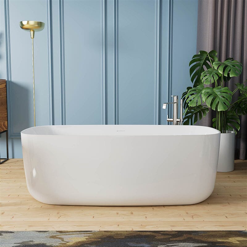 Mokleba 67" Acrylic Rounded Rectangle Freestanding Soaking Bathtub Double Ended - Image 5