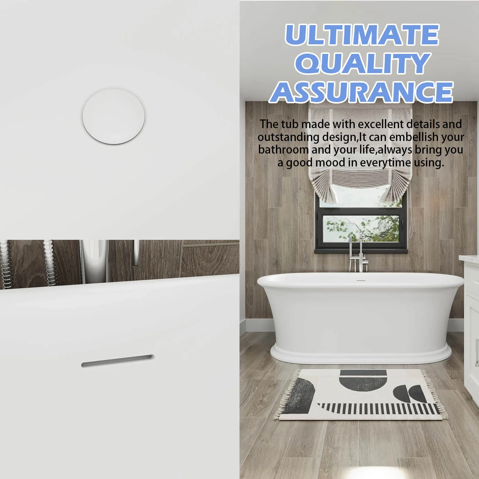 67" Double Ended Pedestal Tub – Modern Elegance in Solid Surface - Image 13