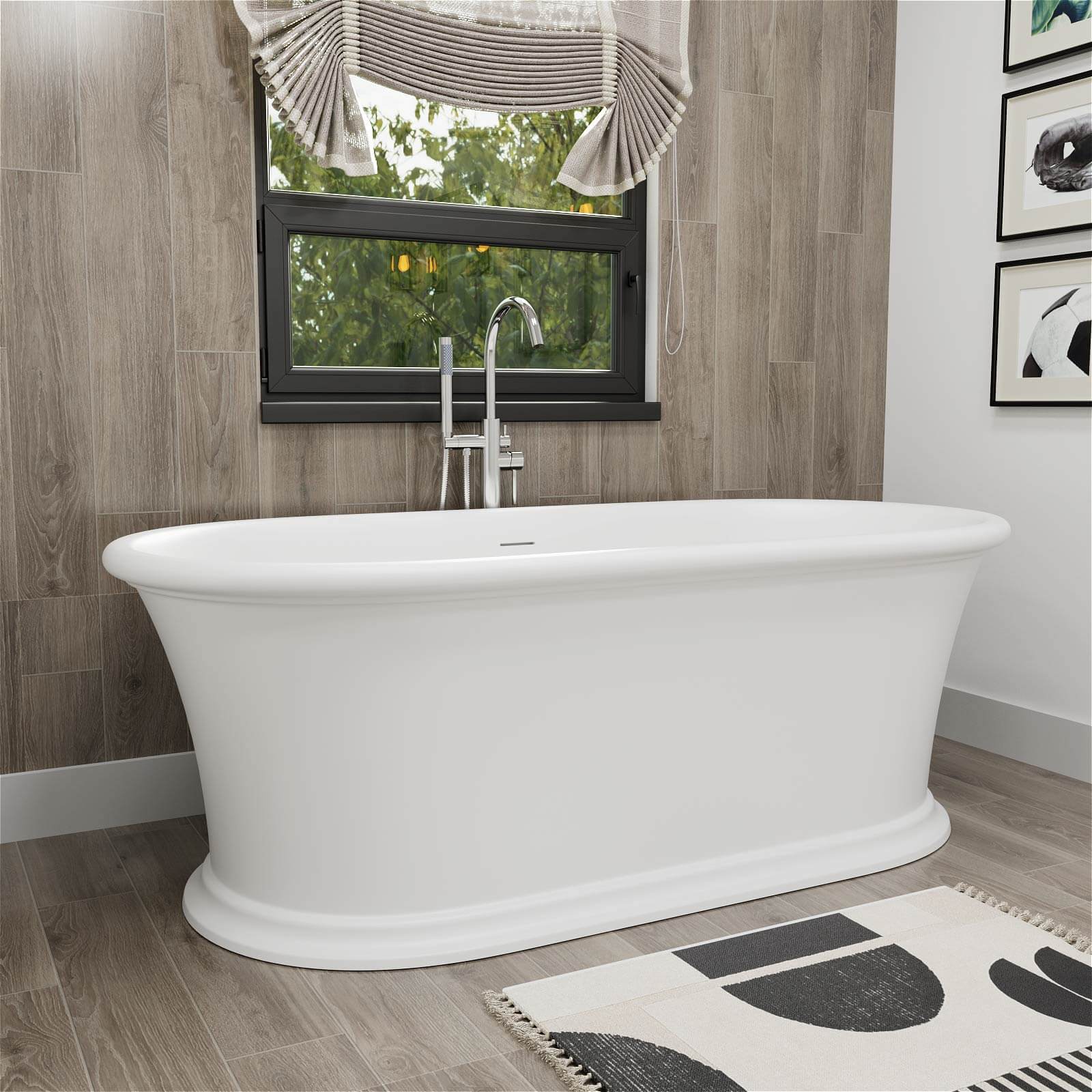 67" Double Ended Pedestal Tub – Modern Elegance in Solid Surface - Image 3