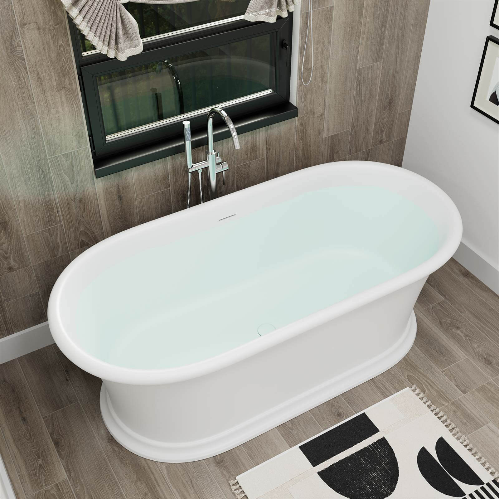 67" Double Ended Pedestal Tub – Modern Elegance in Solid Surface - Image 4