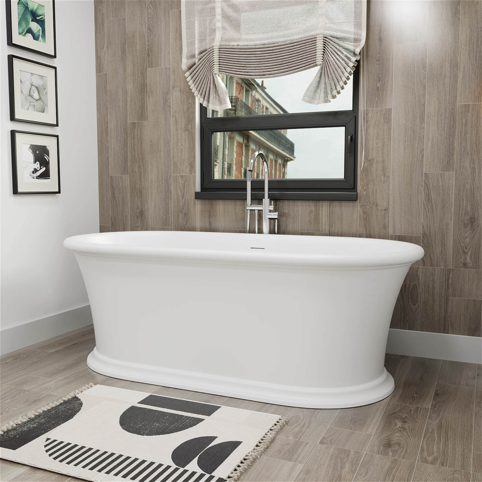 67" Double Ended Pedestal Tub – Modern Elegance in Solid Surface - Image 5