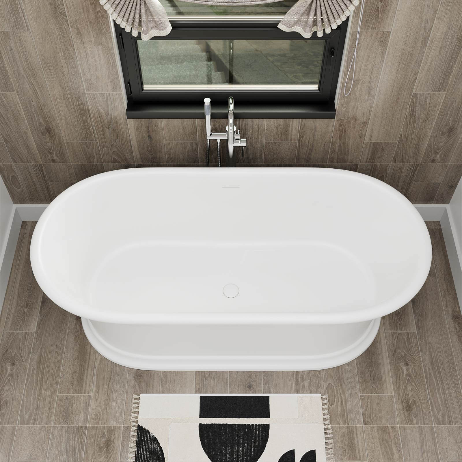 67" Double Ended Pedestal Tub – Modern Elegance in Solid Surface - Image 6