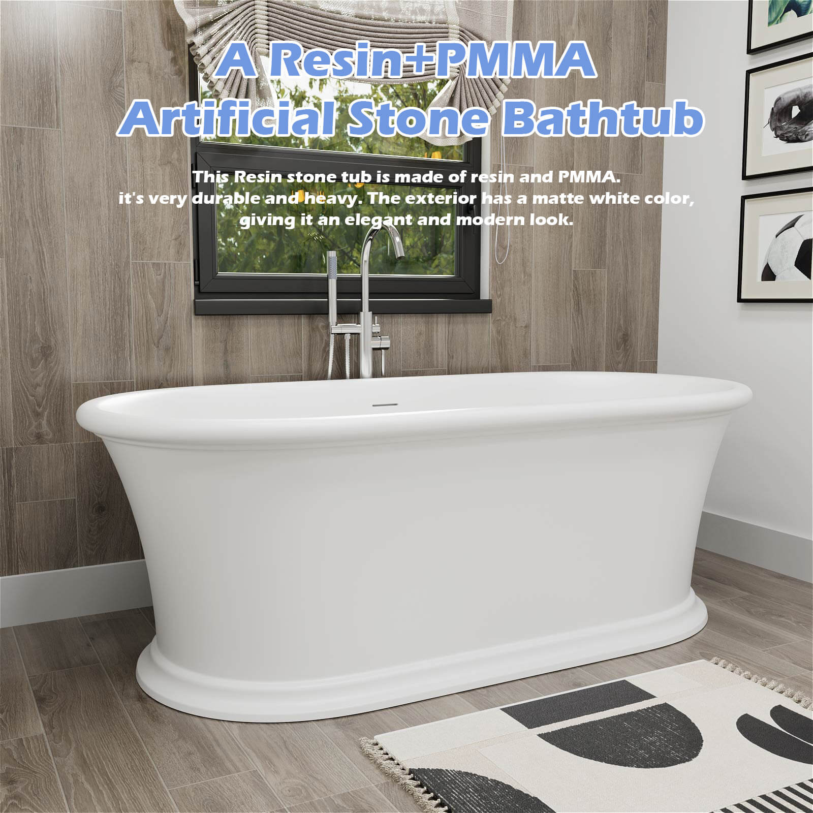 67" Double Ended Pedestal Tub – Modern Elegance in Solid Surface - Image 9