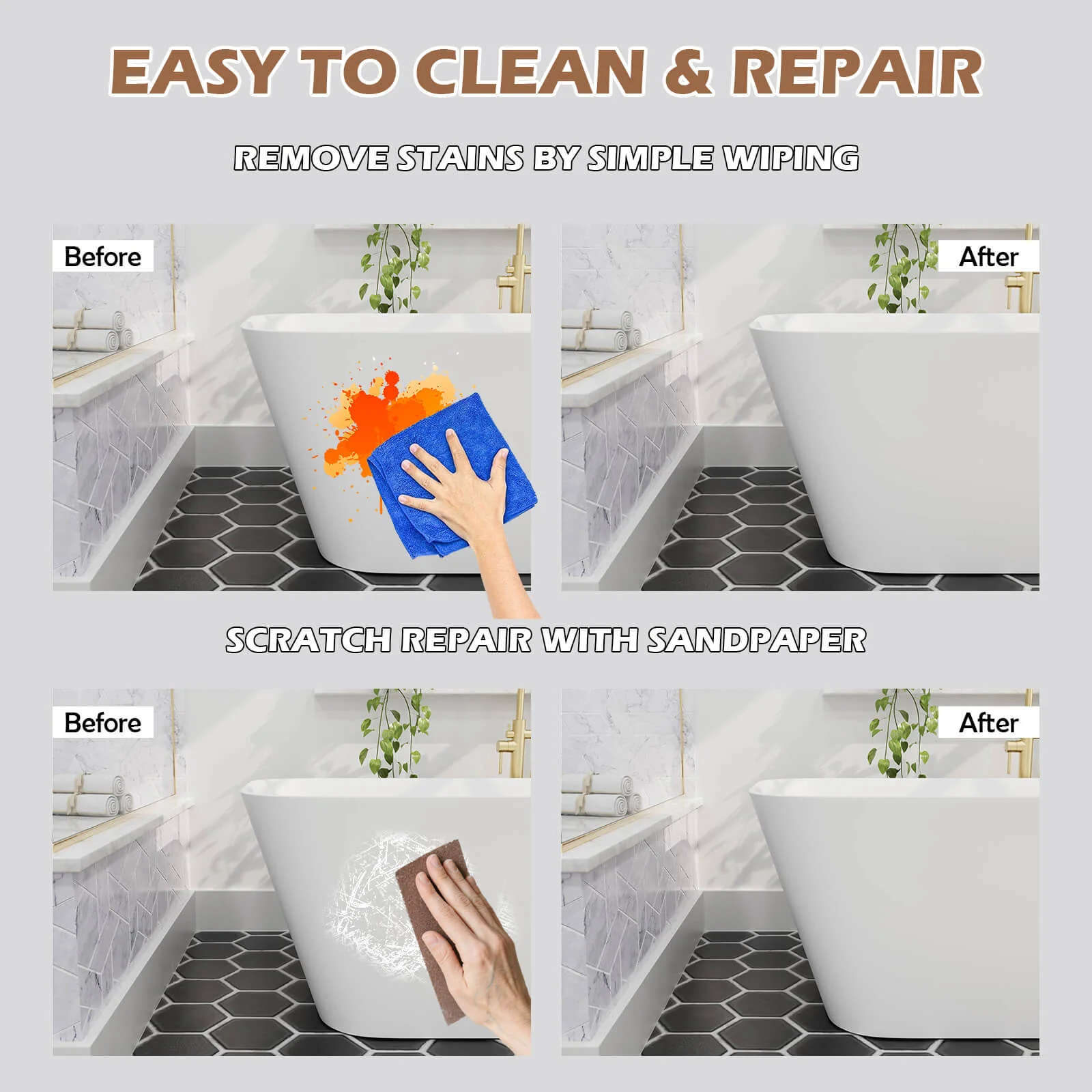 67" Matte White Solid Surface Rectangular Freestanding Tub - Image 9