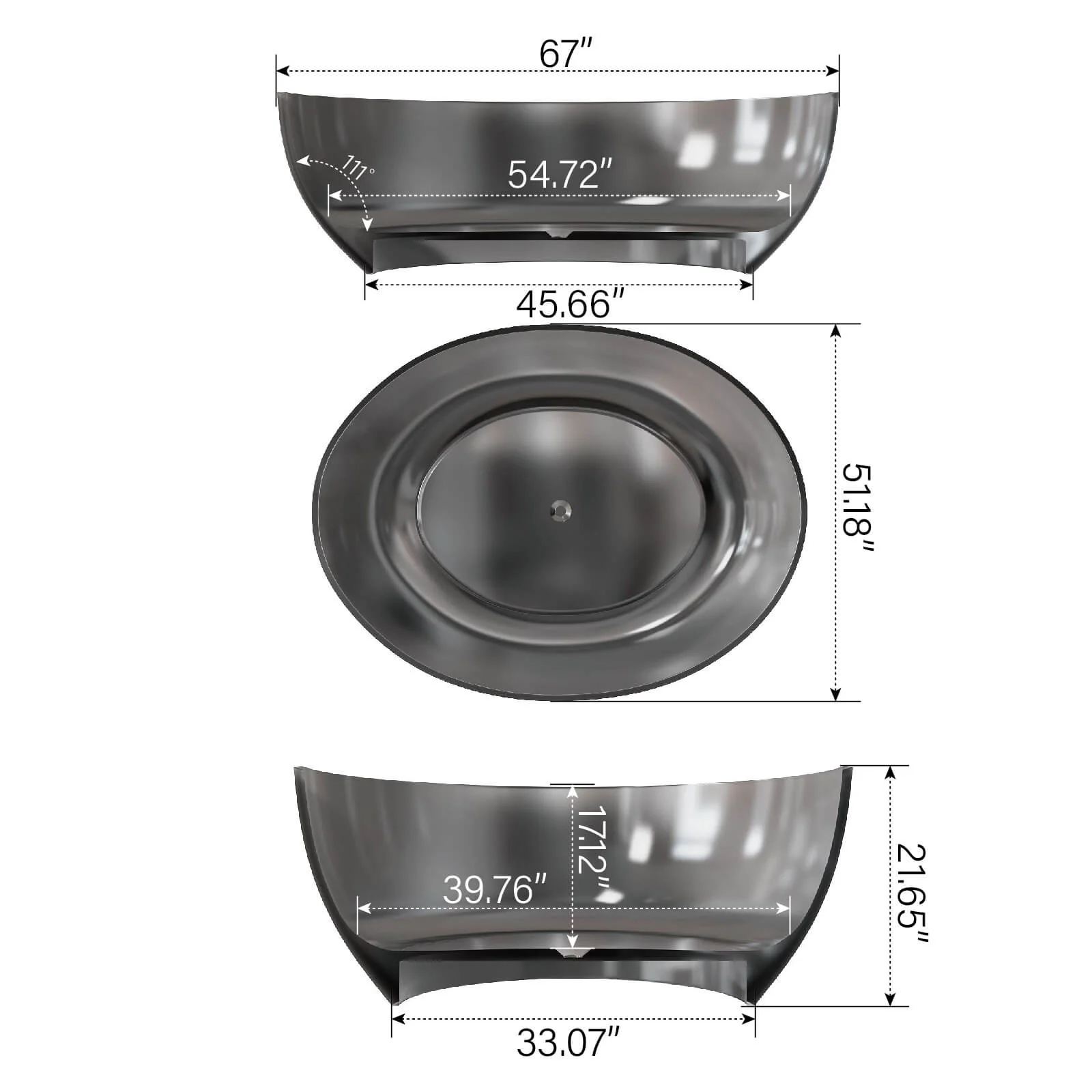 67" Round Transparent Resin Romantic 2-Person Tub - Customizable Colors - Image 6