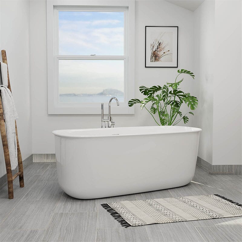 Mokleba 67'' Rectangular Acrylic Soaking Bathtub with Rounded Corners and Freestanding Design - Image 4