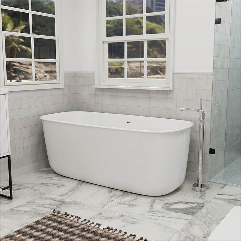 Mokleba 67'' Rectangular Acrylic Soaking Bathtub with Rounded Corners and Freestanding Design - Image 5