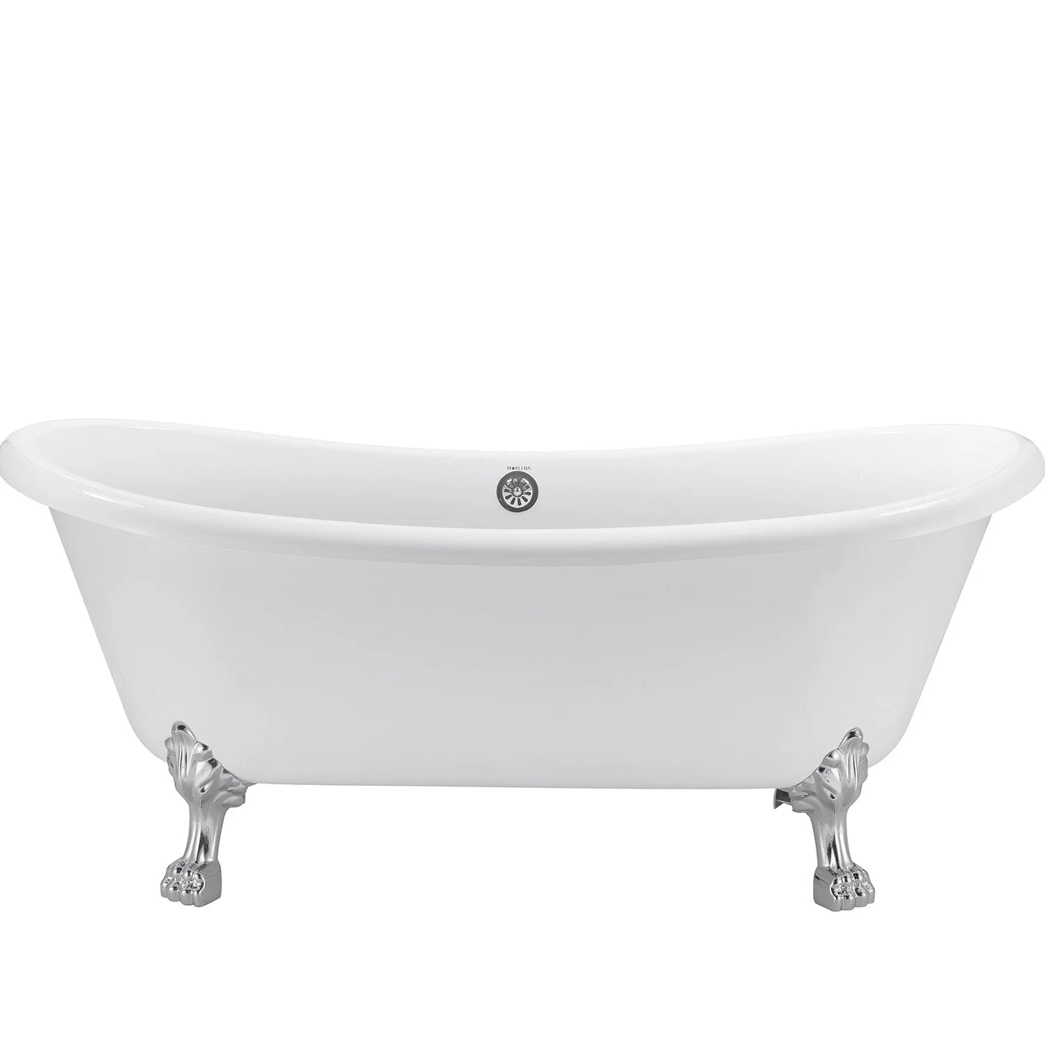 Mokleba 67" Rolled Rim Claw Foot Double Slipper Tub - Acrylic Material, Freestanding Design, Immersive Soaking Experience - Image 10