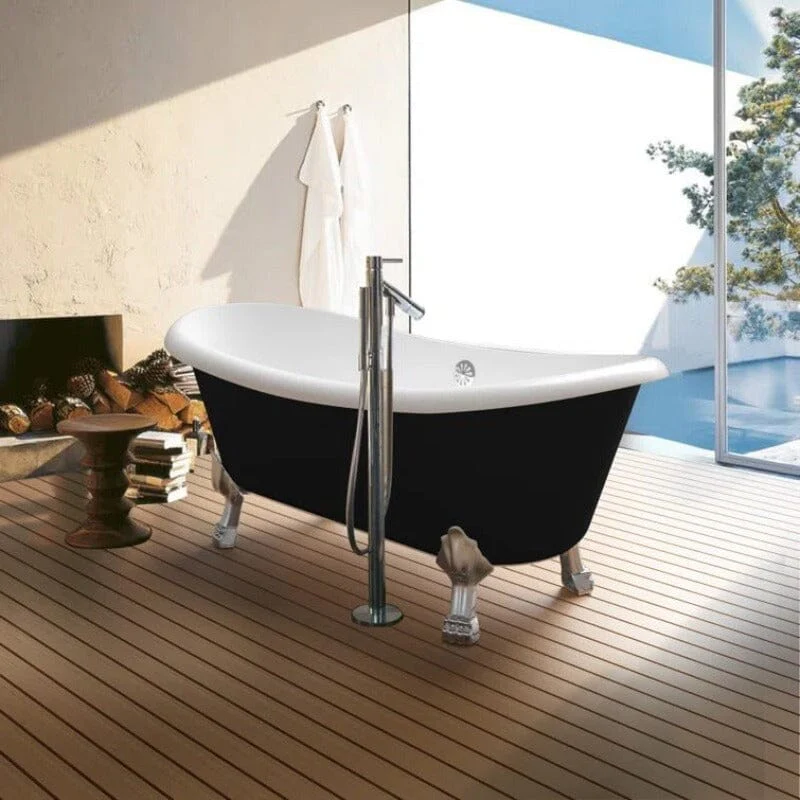 Mokleba 67" Rolled Rim Claw Foot Double Slipper Tub - Acrylic Material, Freestanding Design, Immersive Soaking Experience - Image 17