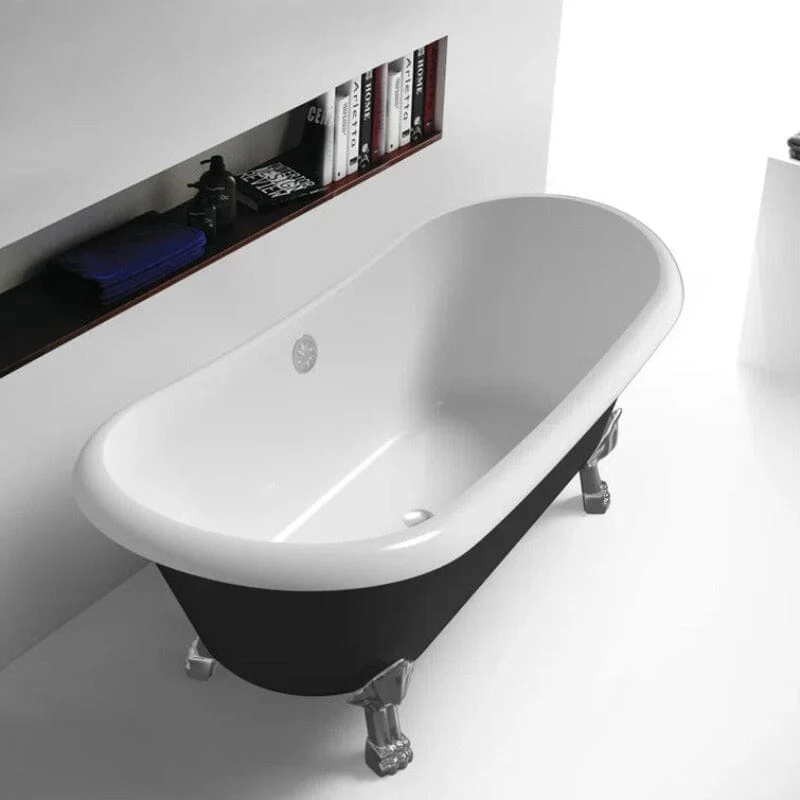 Mokleba 67" Rolled Rim Claw Foot Double Slipper Tub - Acrylic Material, Freestanding Design, Immersive Soaking Experience - Image 19