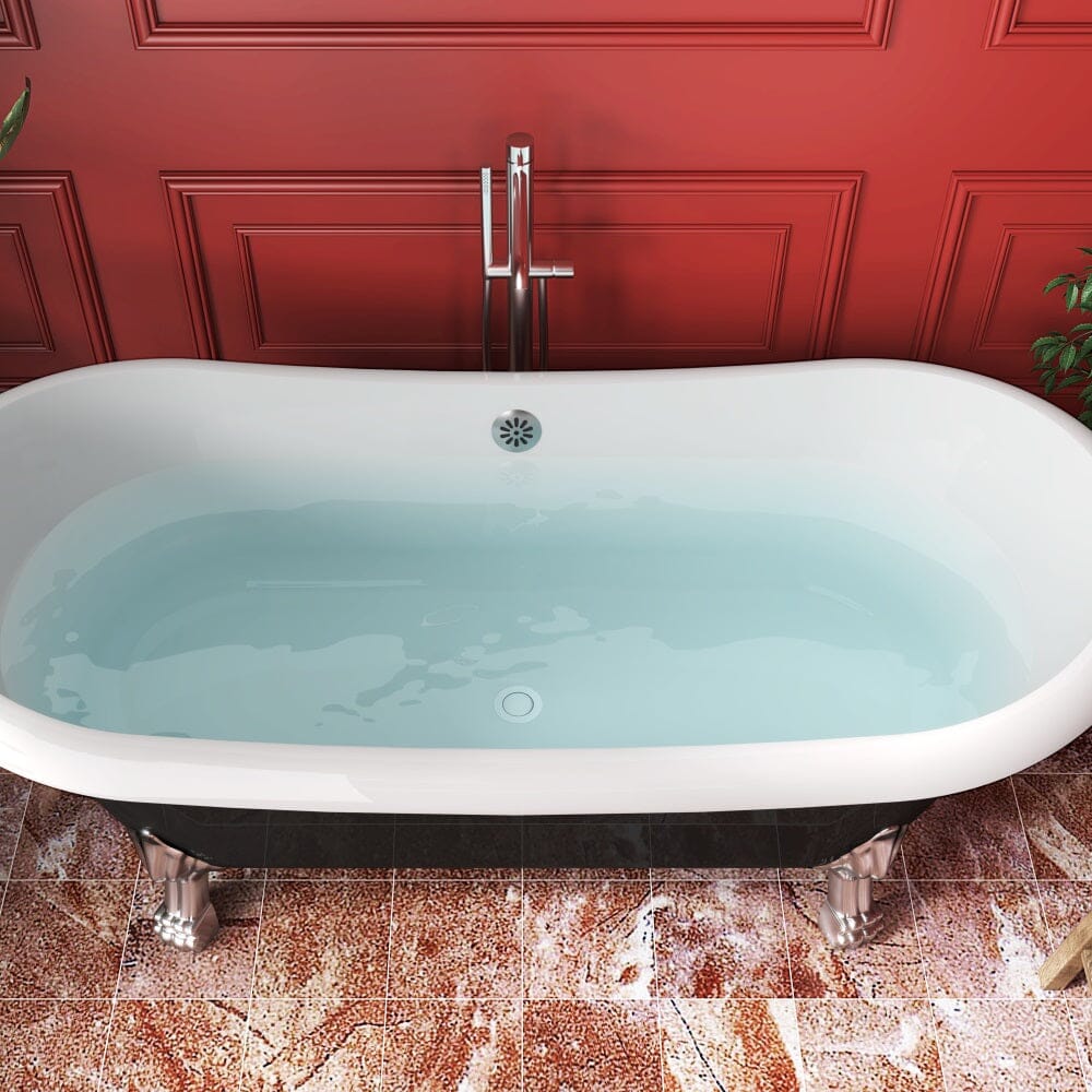 Mokleba 67" Rolled Rim Claw Foot Double Slipper Tub - Acrylic Material, Freestanding Design, Immersive Soaking Experience - Image 20