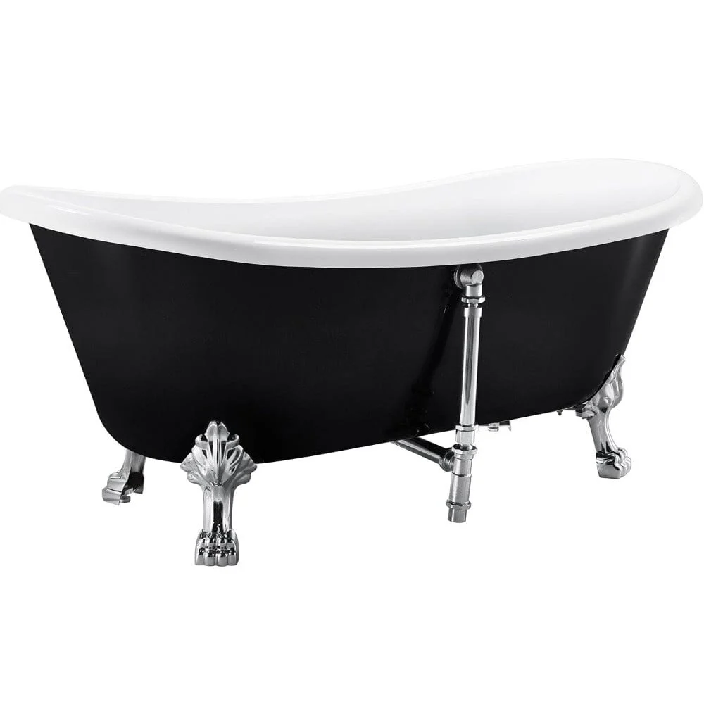 Mokleba 67" Rolled Rim Claw Foot Double Slipper Tub - Acrylic Material, Freestanding Design, Immersive Soaking Experience - Image 23