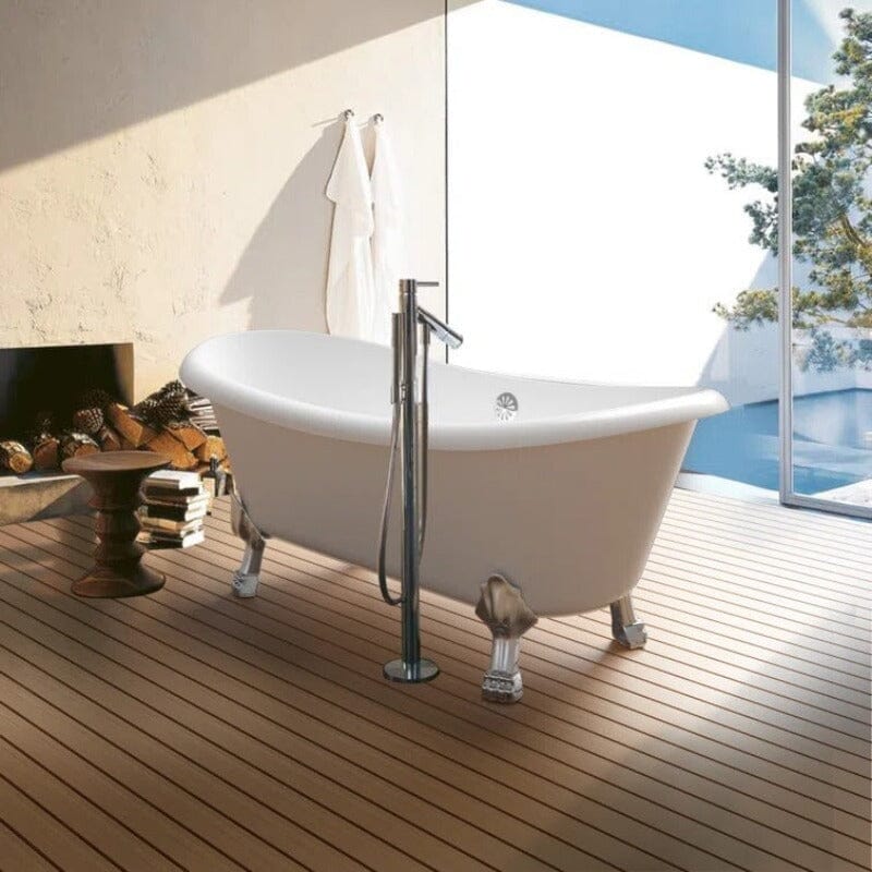 Mokleba 67" Rolled Rim Claw Foot Double Slipper Tub - Acrylic Material, Freestanding Design, Immersive Soaking Experience - Image 6