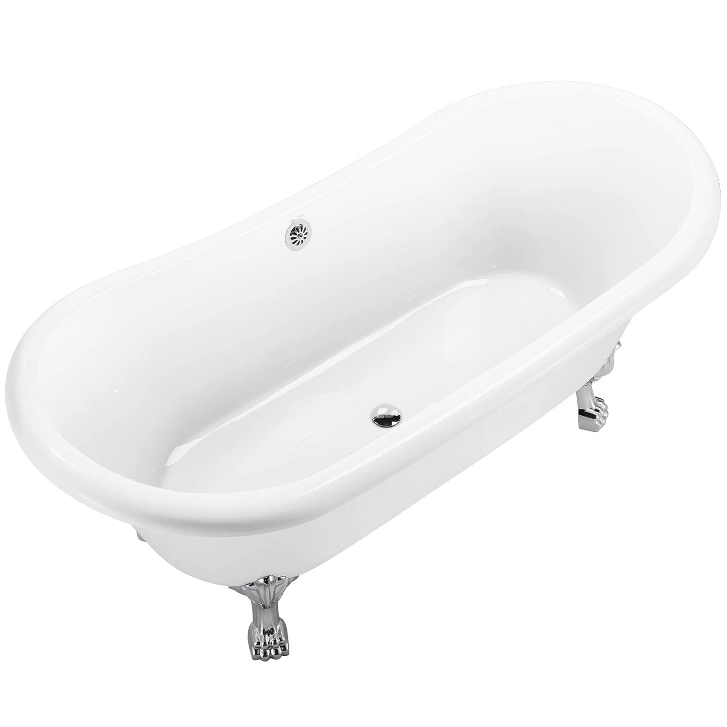 Mokleba 67" Rolled Rim Claw Foot Double Slipper Tub - Acrylic Material, Freestanding Design, Immersive Soaking Experience - Image 8